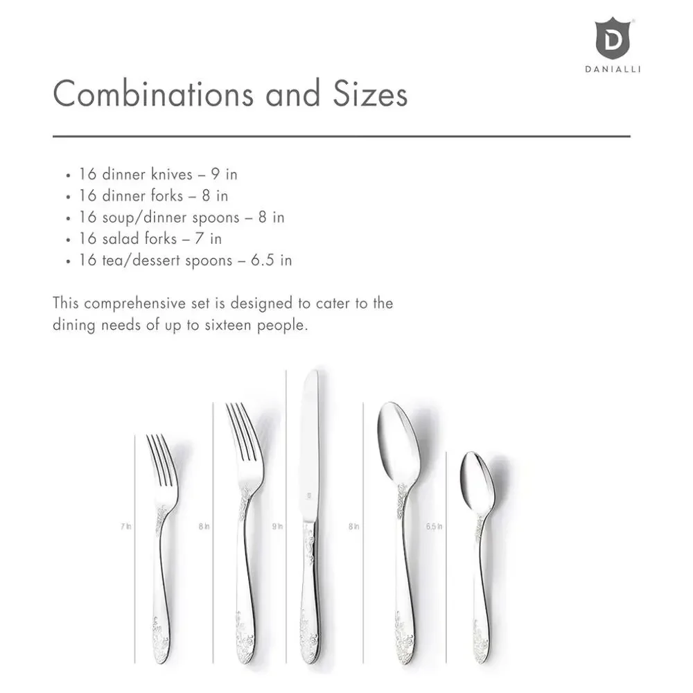 Danialli 80 Pc Modern Silverware Set, 18/10 Stainless Steel Flatware, Imperial